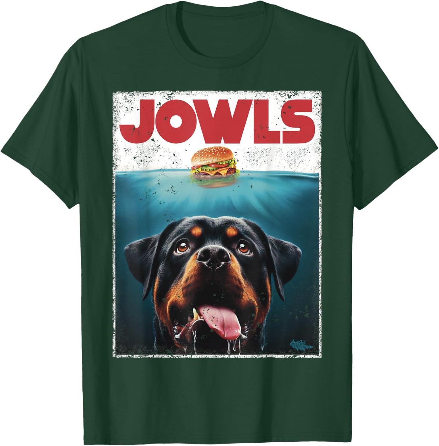 Funny Rottie Rottweiler Jowls Burger, Giant Tank Dog Mom Dad T-Shirt - T-Shirt | Forest