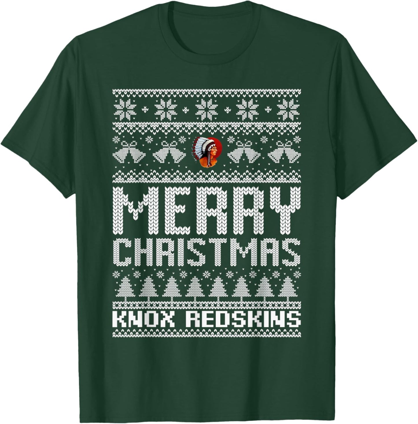 Knox Redskins Logo Merry Christmas Ugly Sweater HS T-Shirt - T-Shirt | Forest