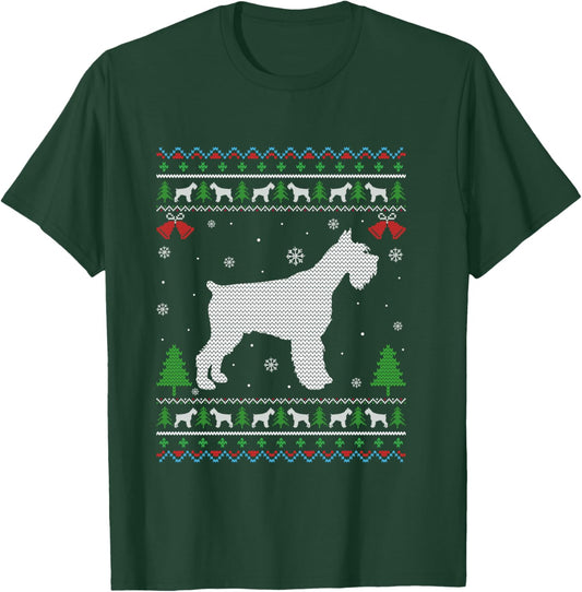 Ugly Xmas Design Schnauzer Dog Ugly Christmas Sweater Funny T-Shirt - T-Shirt | Forest