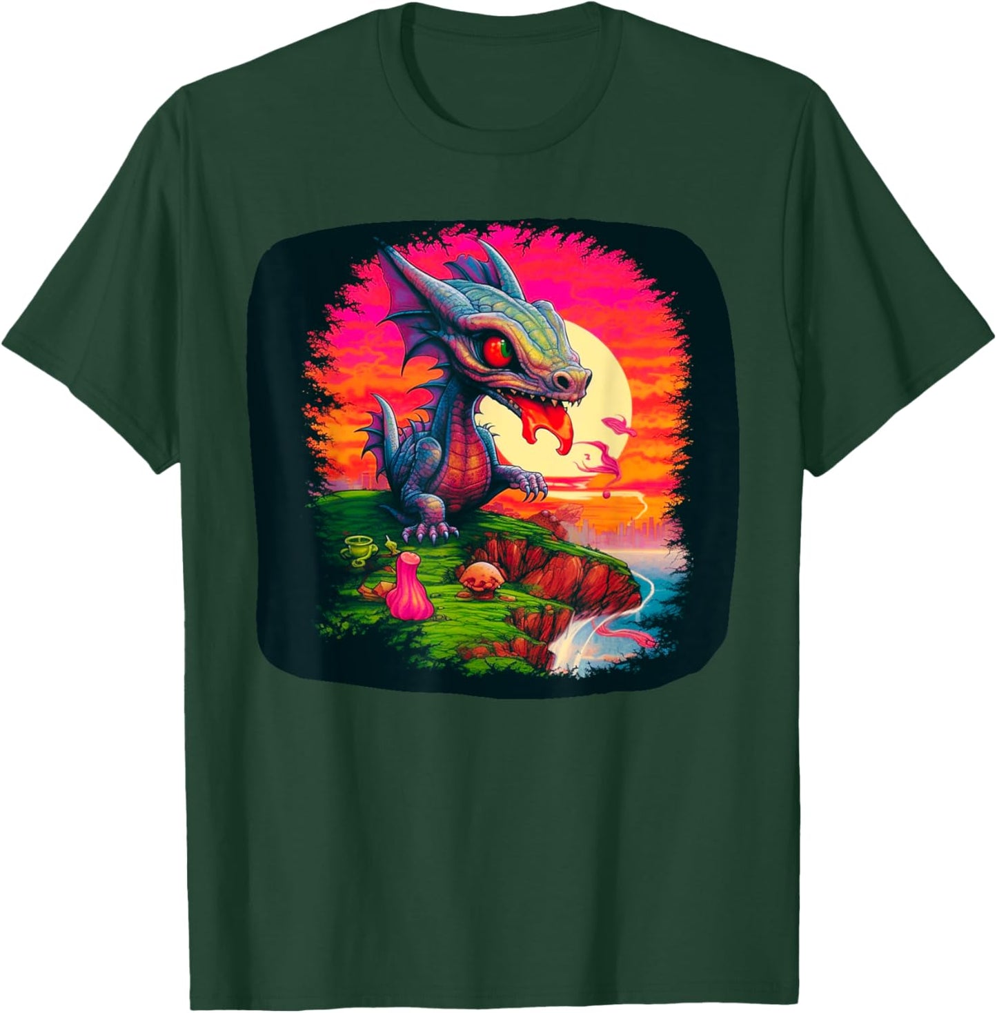 Dragon T Quest I Gamer Colorful Dragon T Fantasy Pop Art T T-Shirt - T-Shirt | Forest