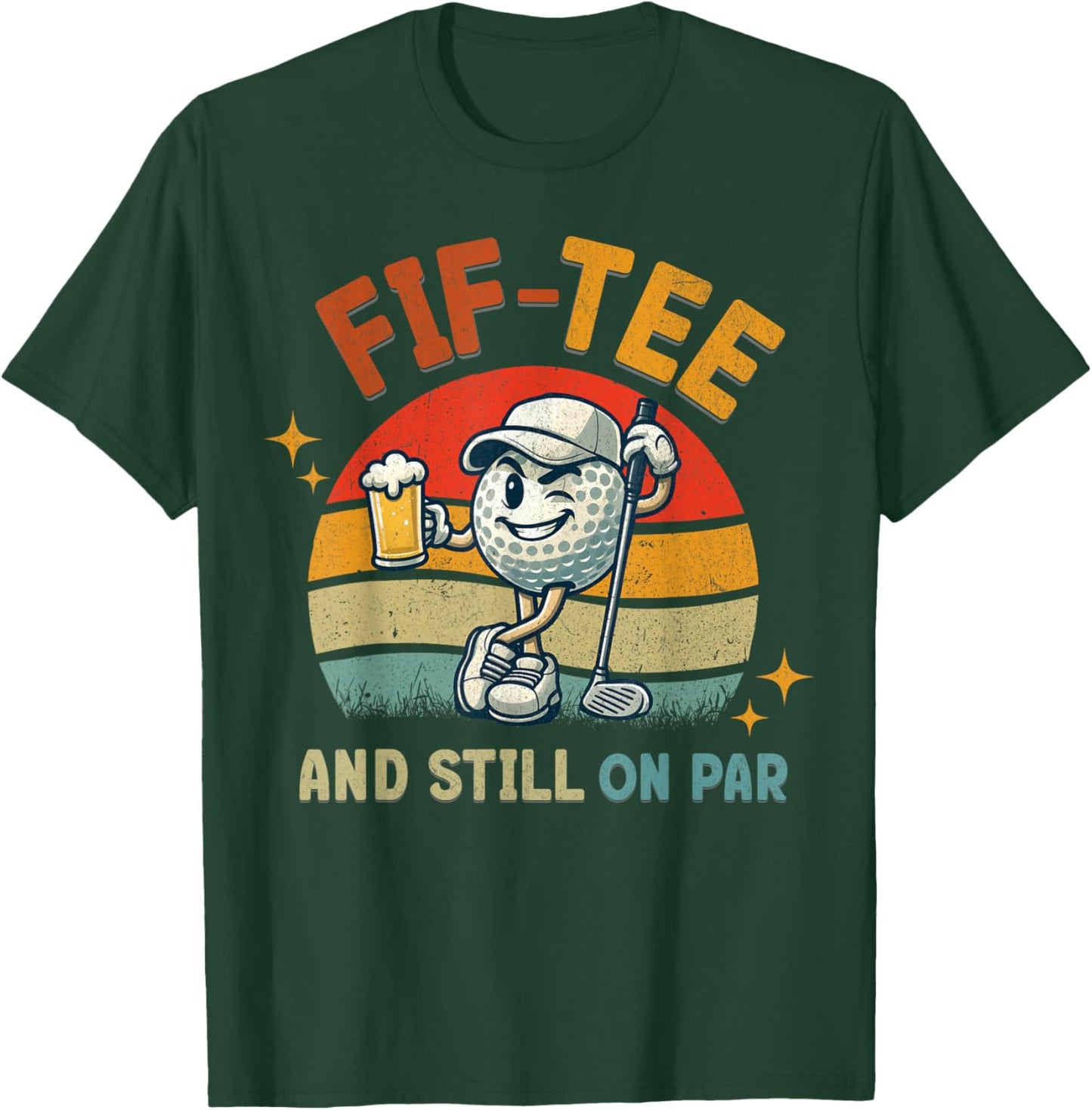 Retro Fif Golf Birthday Party 50th Birthday Golfing Ball T-Shirt - T-Shirt | Forest