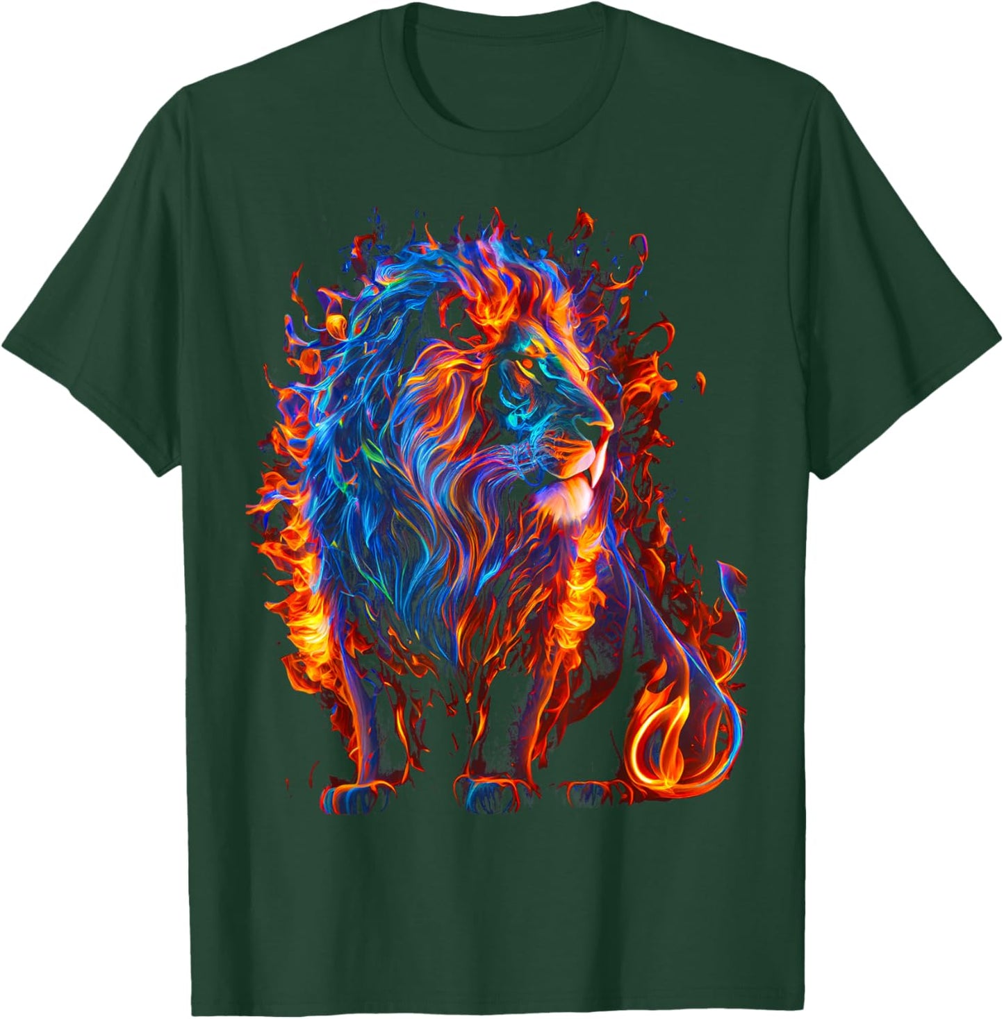 Fire of God, lion Animal roaring lion workout positive T-Shirt - T-Shirt | Forest