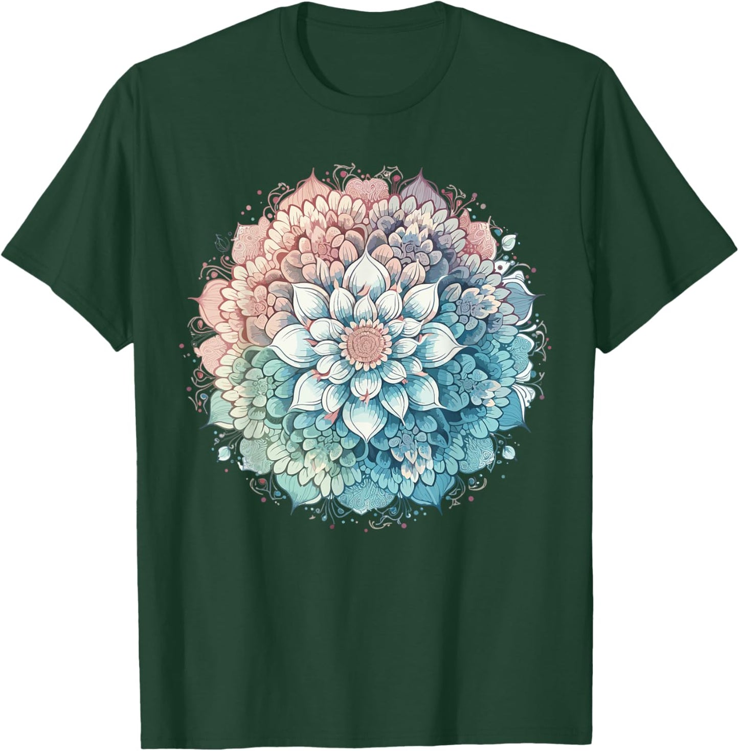 Cute flower Mandala Sacred Fractal Geometry Art Good Vibe T-Shirt - T-Shirt | Forest
