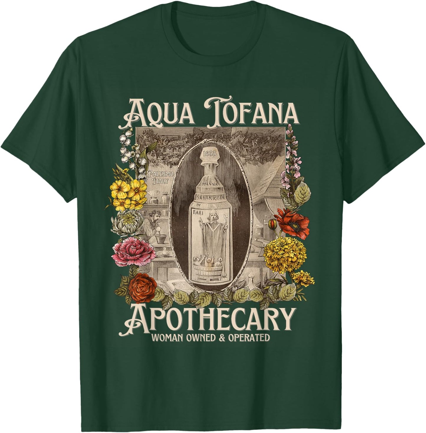 Vintage Aqua Tofana Apothecary Historical Feminist Mystery T-Shirt - T-Shirt | Forest