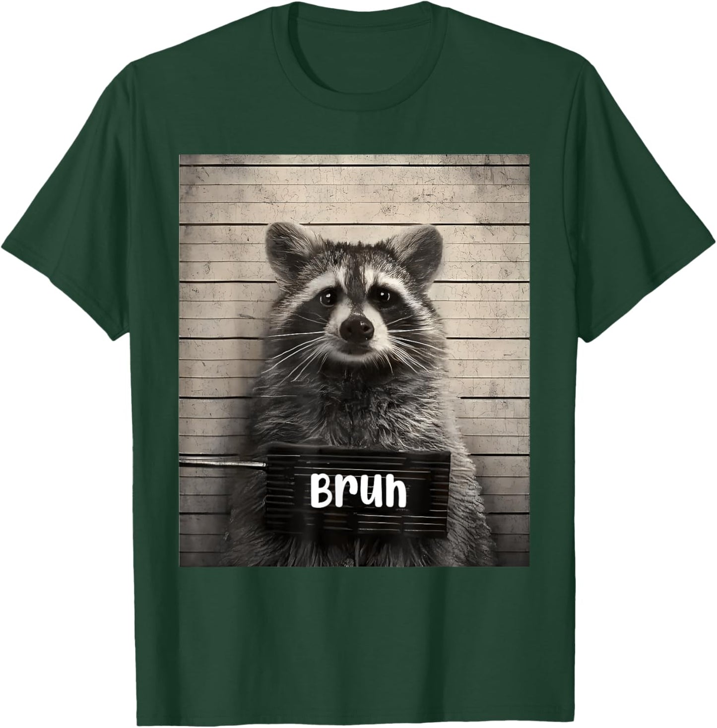 Bruh Streetwear For Teens -Adults Raccoon Meme - Black, Small, Short Sleeve, Cotton 65%, Polyester 35%, Novelty T-Shirt - T-Shirt | Forest