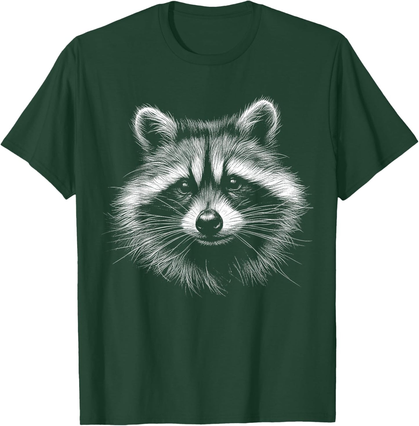 Adults Raccoon Lover Art Design , Black, Small, Short Sleeve, Classic Fit, Polyester 100% T-Shirt - T-Shirt | Forest