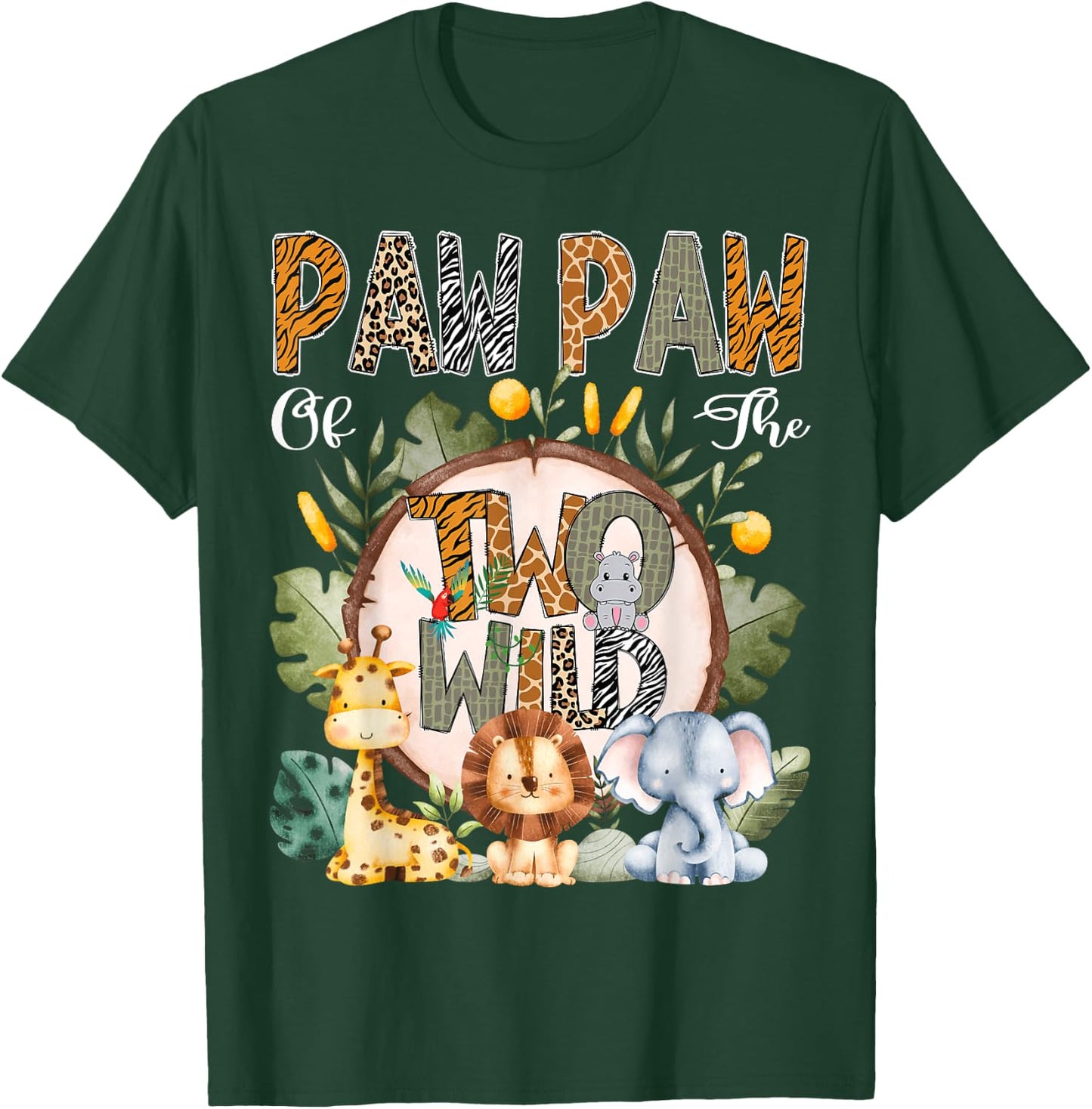 Paw Paw Of The Two Wild Animal Safari 2Nd Birthday Party T-Shirt - T-Shirt | Forest