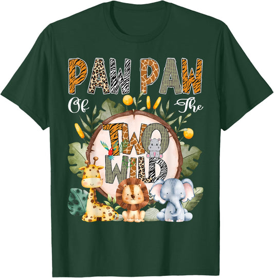 Paw Paw Of The Two Wild Animal Safari 2Nd Birthday Party T-Shirt - T-Shirt | Forest