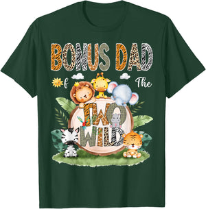 Bonus Dad Of The Two Wild 2Nd Birthday Safari Animal Lover T-Shirt - T-Shirt | Forest
