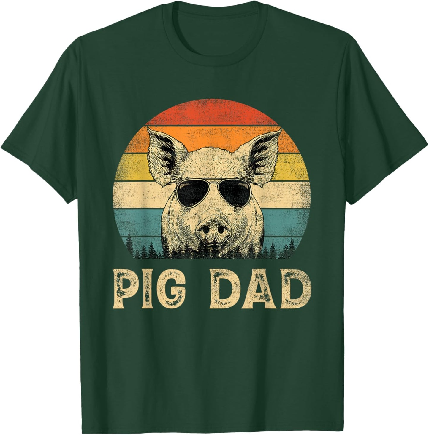 Vintage Pig Dad Pig Lovers Daddy Father's Day T-Shirt - T-Shirt | Forest