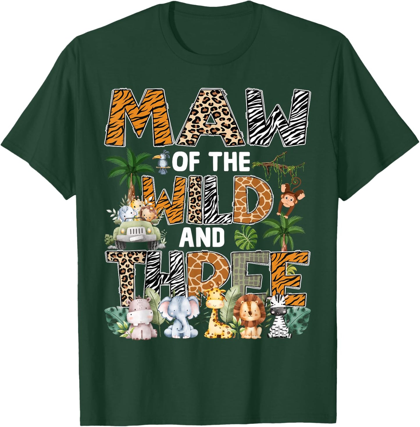 Maw Of The Wild Three Zoo 3Rd Birthday Safari Jungle T-Shirt - T-Shirt | Forest