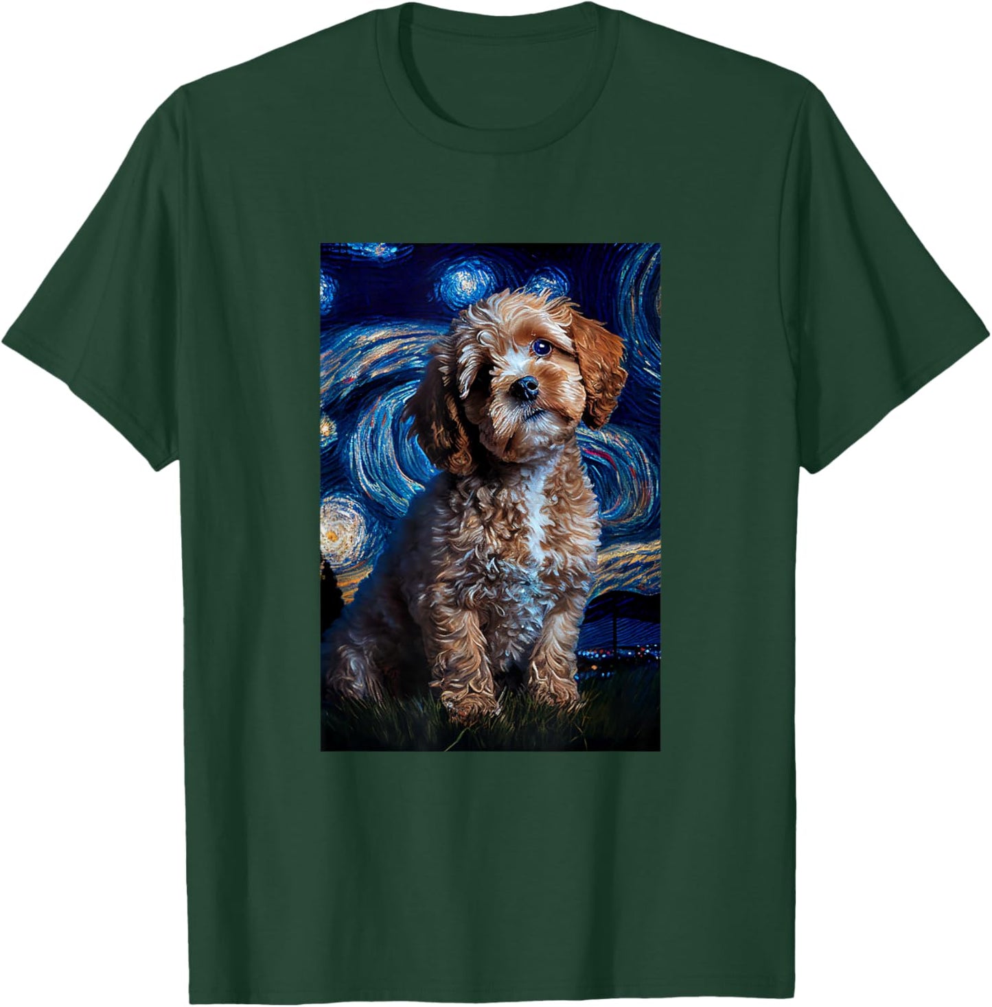 Cavapoo in Starry Night Painting Dog Mom Dad T-Shirt - T-Shirt | Forest