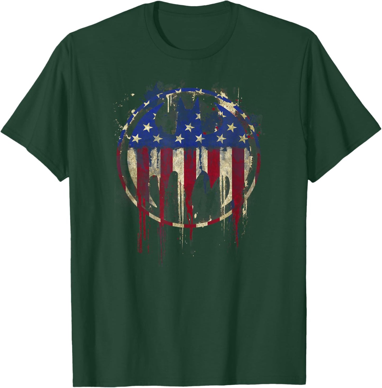 Batman Bleeding American Flag Signal T-Shirt - T-Shirt | Forest