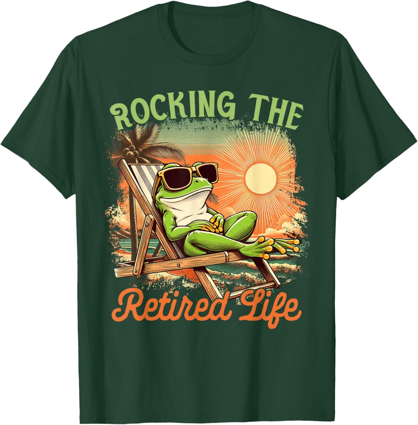 Retired Coworker Frog Retirement Rocking The Retired Life T-Shirt - T-Shirt | Forest