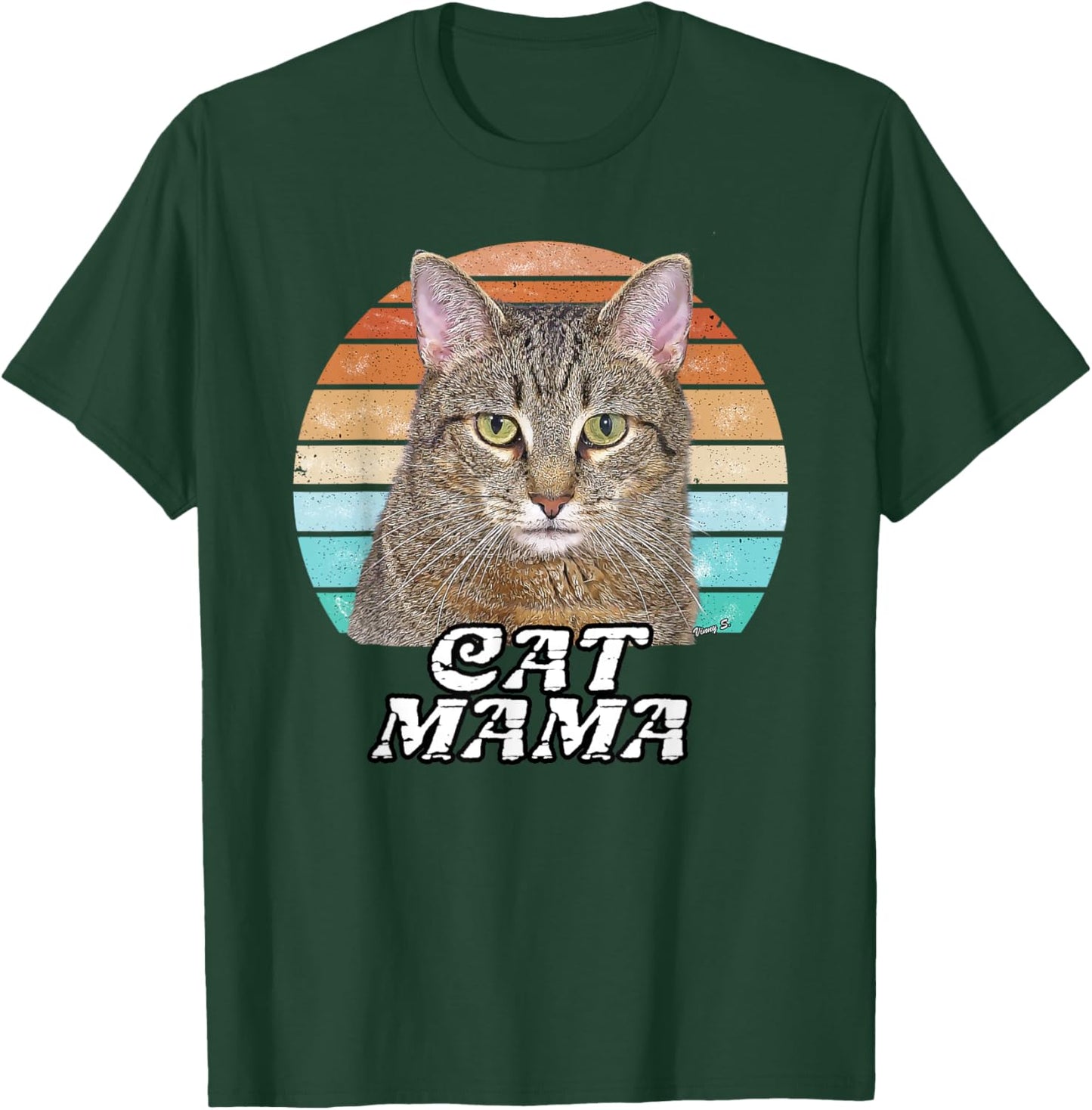 Cat Mama Mom Mothers Day Tabby Retro T-Shirt - T-Shirt | Forest