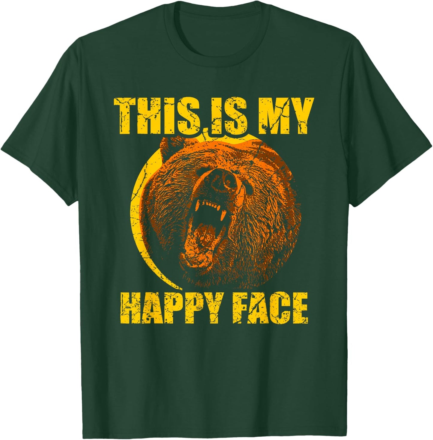 This Is My Happy Face Bear Funny Grizzly T-Shirt - T-Shirt | Forest