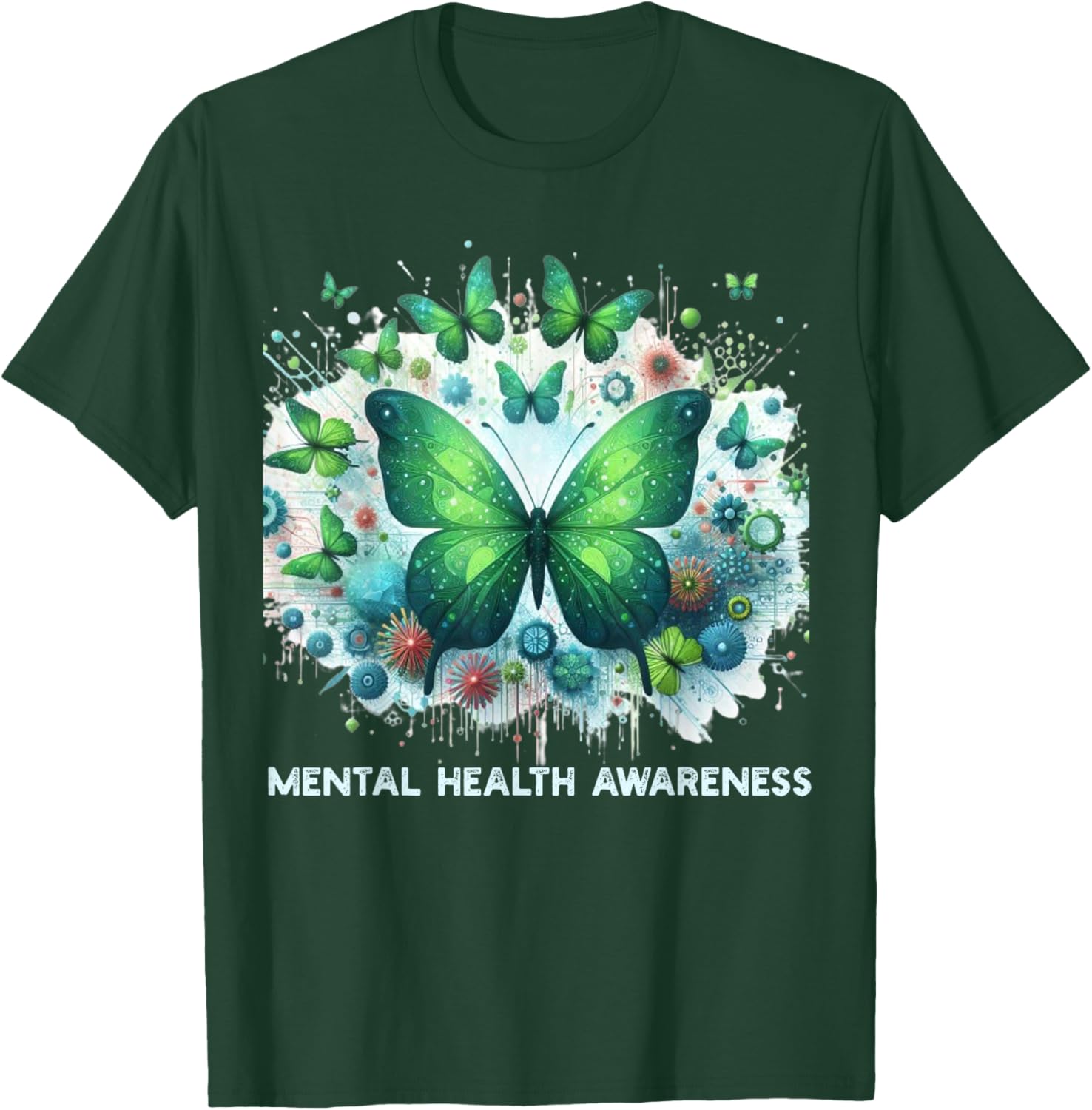 We Wear Green Mental Health Awareness Month Butterflies Men T-Shirt - T-Shirt | Forest