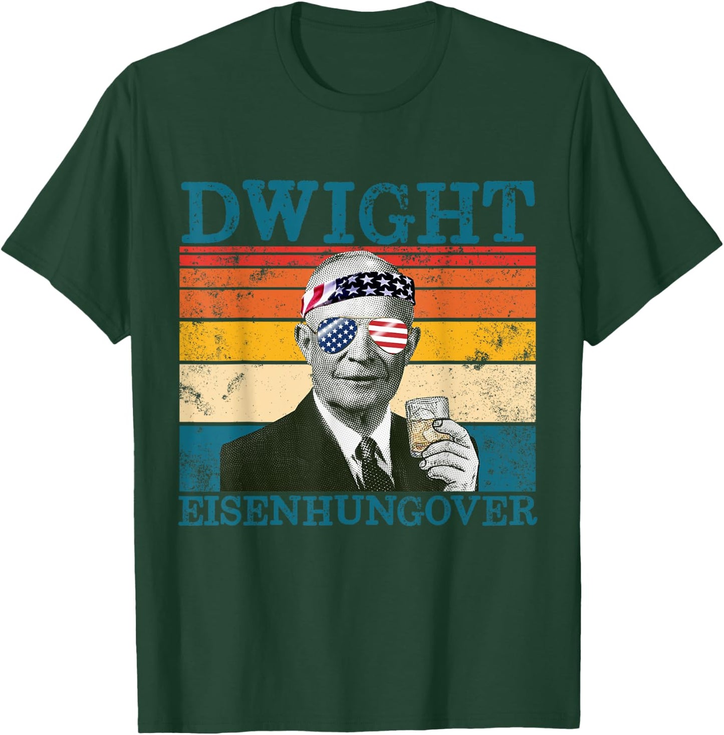 Dwight Eisenhungover Retro Drinking President Eisenhower T-Shirt - T-Shirt | Forest