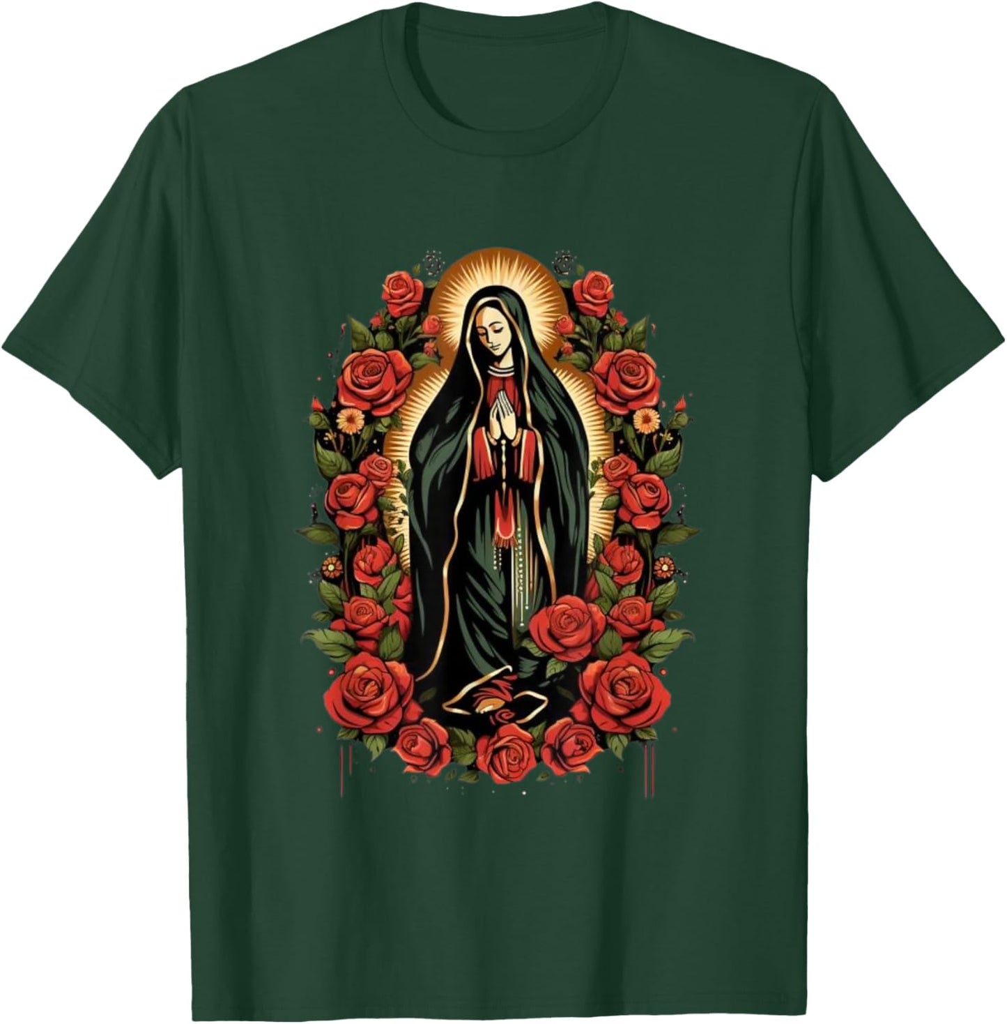 Our Lady De Guadalupe Shirt Men Women Roses T-Shirt - T-Shirt | Forest