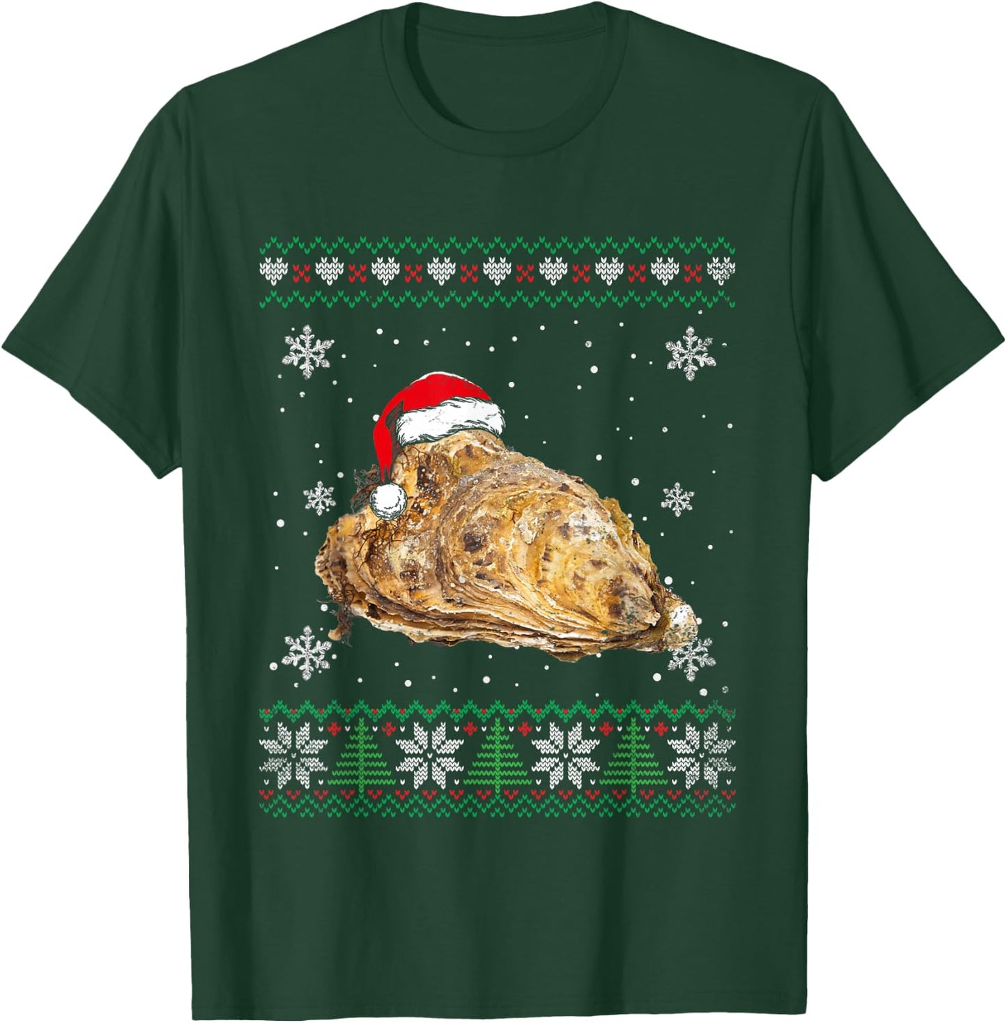 Santa Oyster Ugly Sweater Animals Christmas Pajama T-Shirt - T-Shirt | Forest