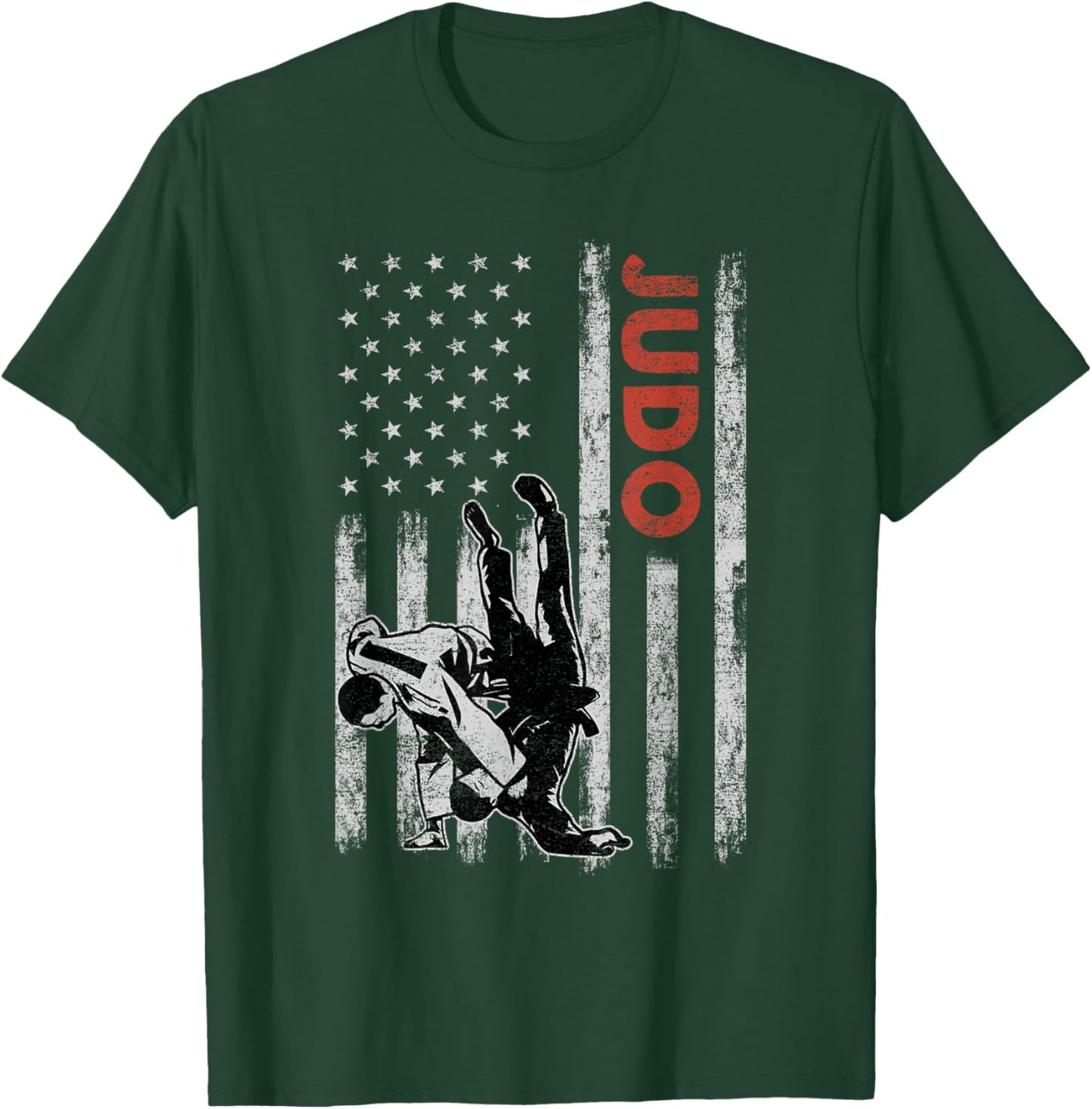 Judo Lovers Vintage American Flag 4th Of July Gift T-Shirt - T-Shirt | Forest