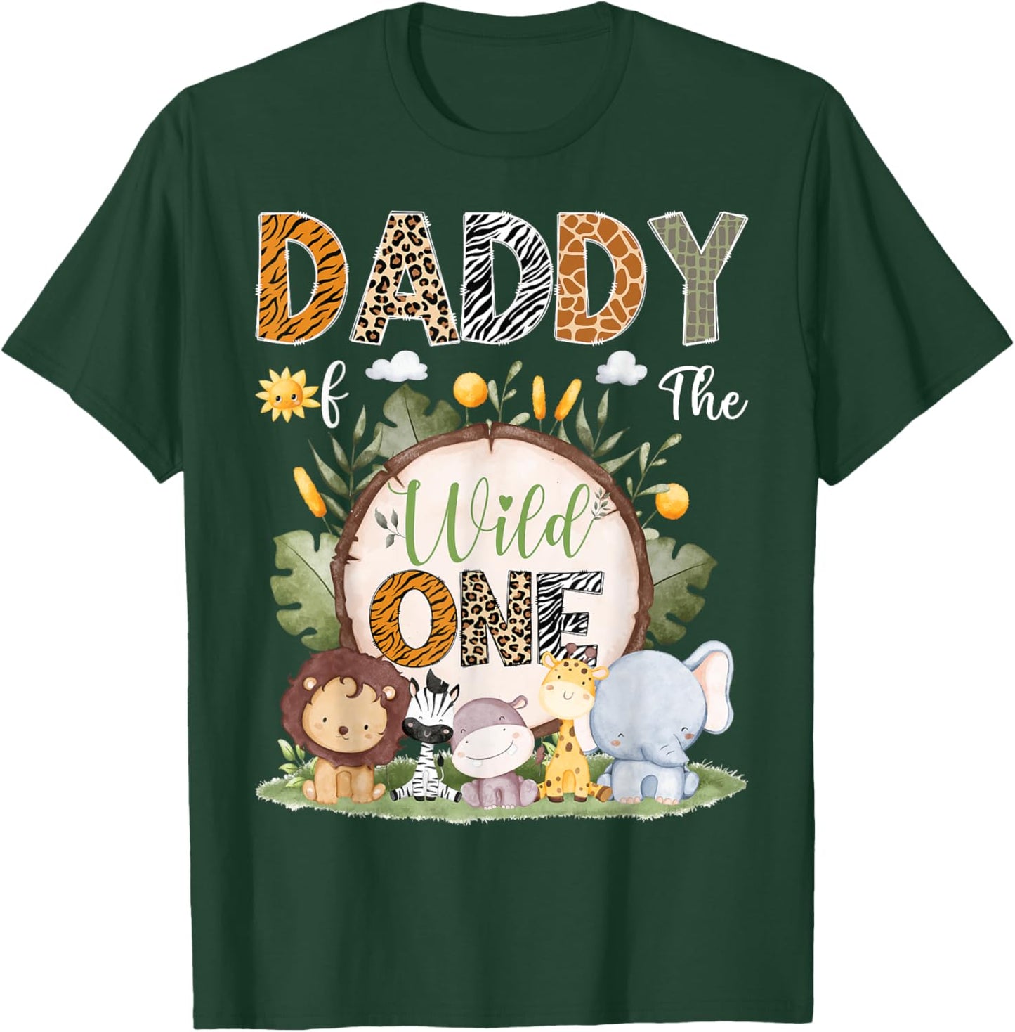 Daddy Of The Wild One 1St Birthday Kids Safari Woodland T-Shirt - T-Shirt | Forest