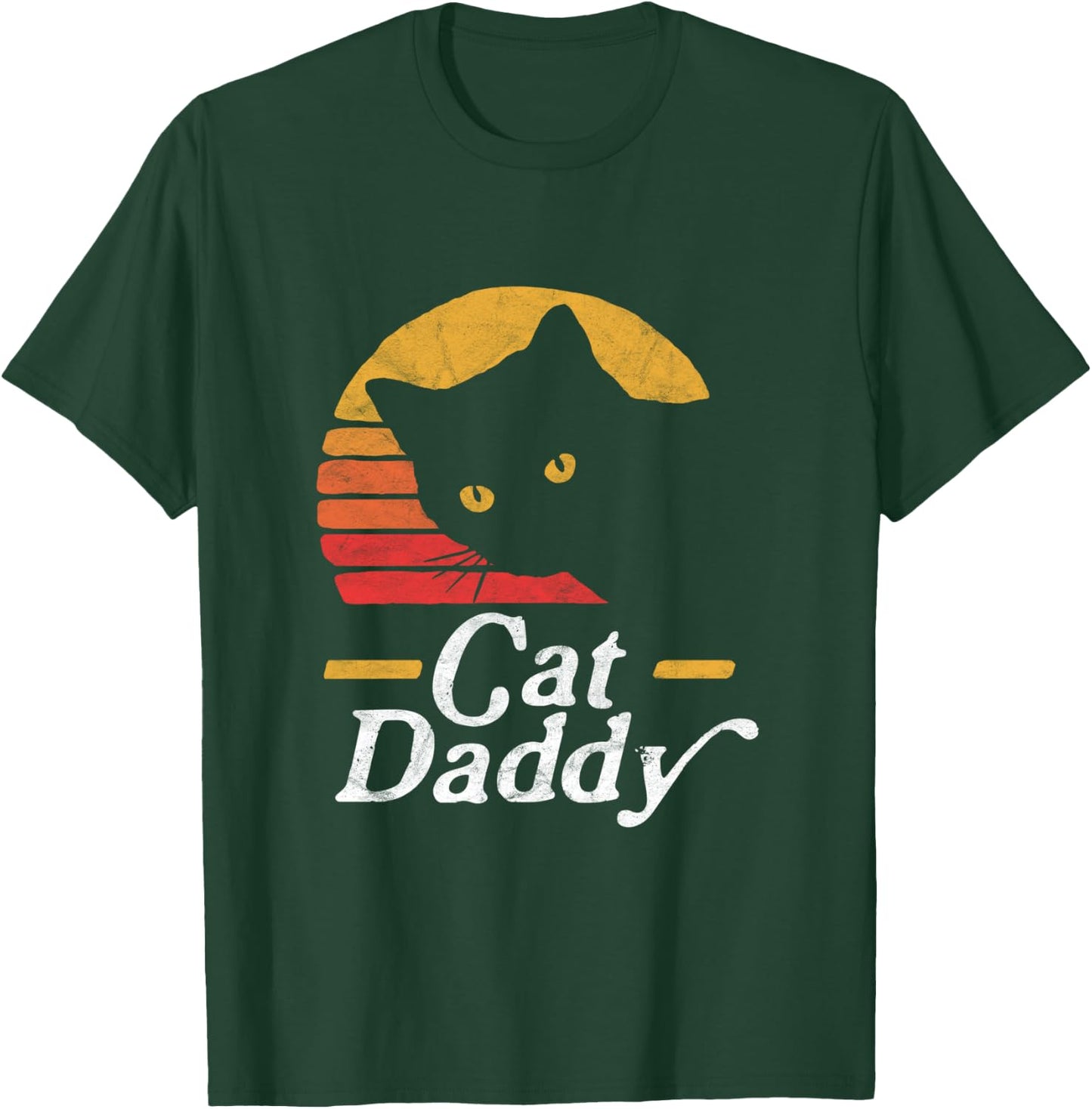 Cat Daddy Vintage Eighties Style Cat Retro Distressed T-Shirt - T-Shirt | Forest
