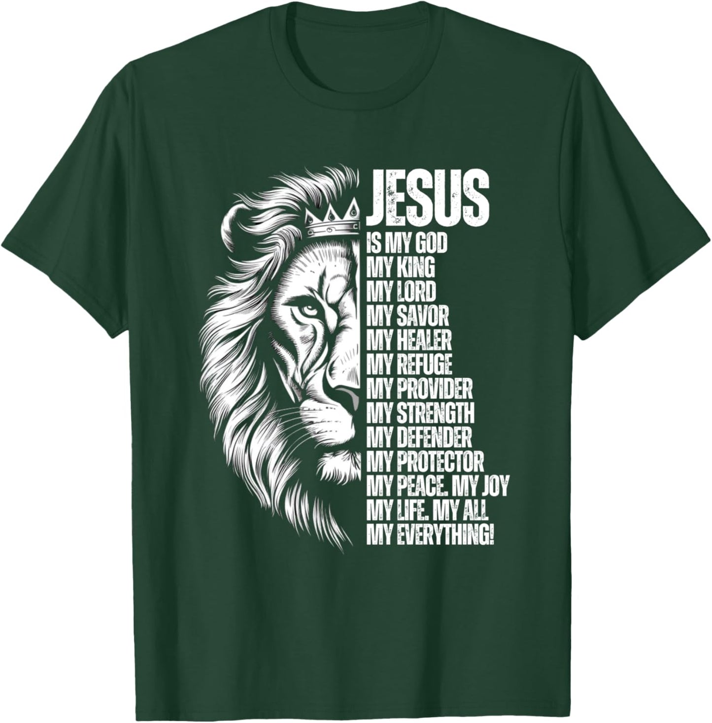 Jesus is My God Christian Bible Verse Lion Lord Savior T-Shirt - T-Shirt | Forest