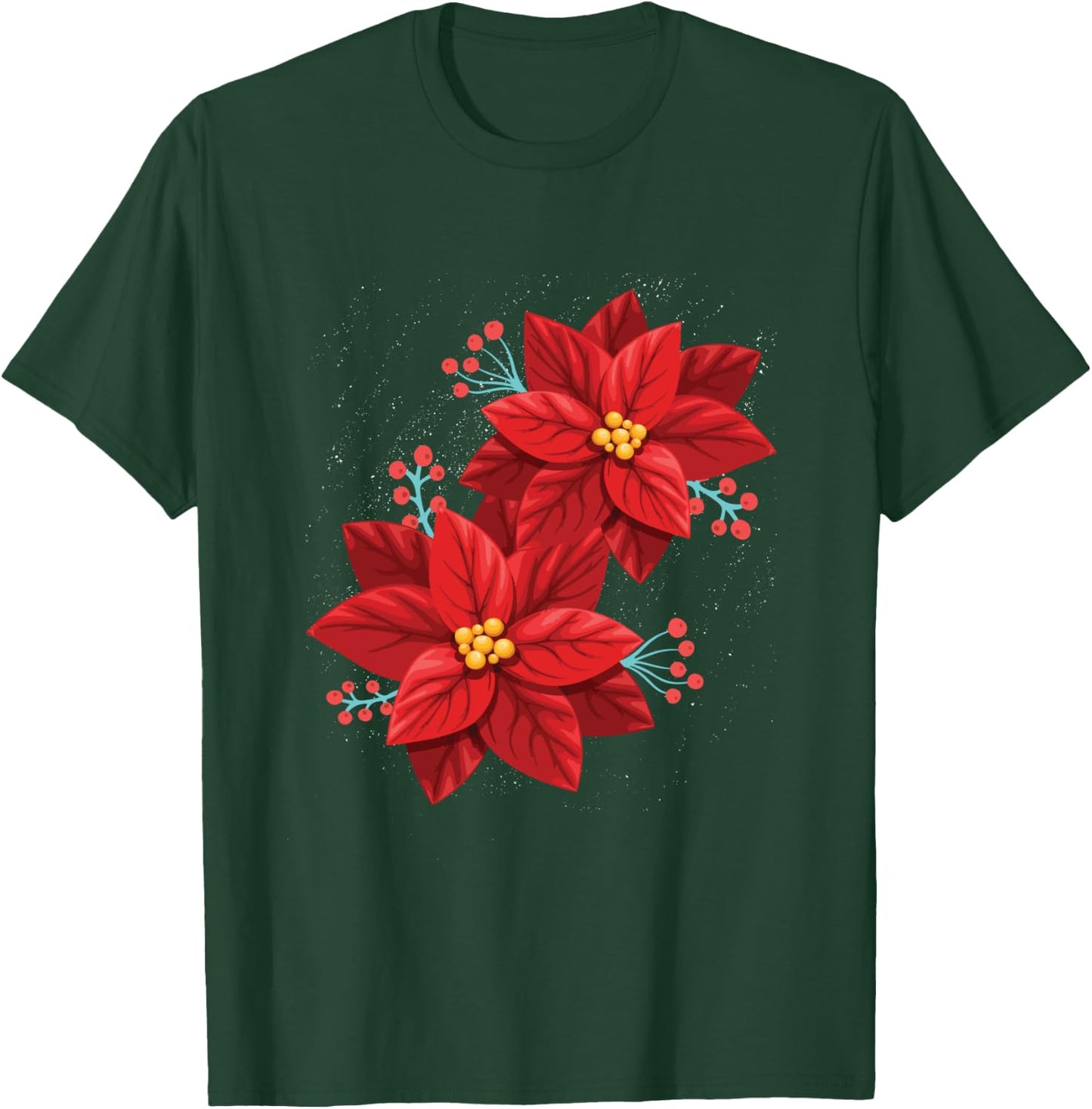 Red Poinsettia - Merry Christmas Flower - Happy Xmas Gift T-Shirt - T-Shirt | Forest