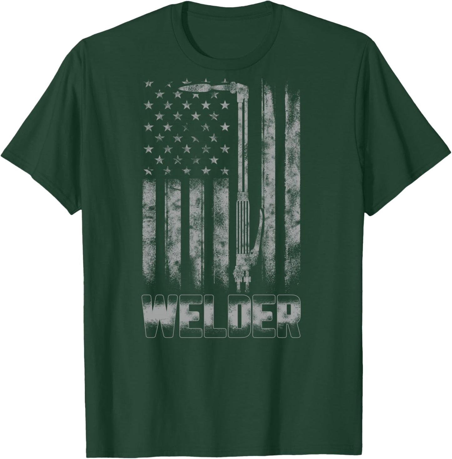 Distressed Welder American Flag Shirt USA Patriotic Welder T-Shirt - T-Shirt | Forest
