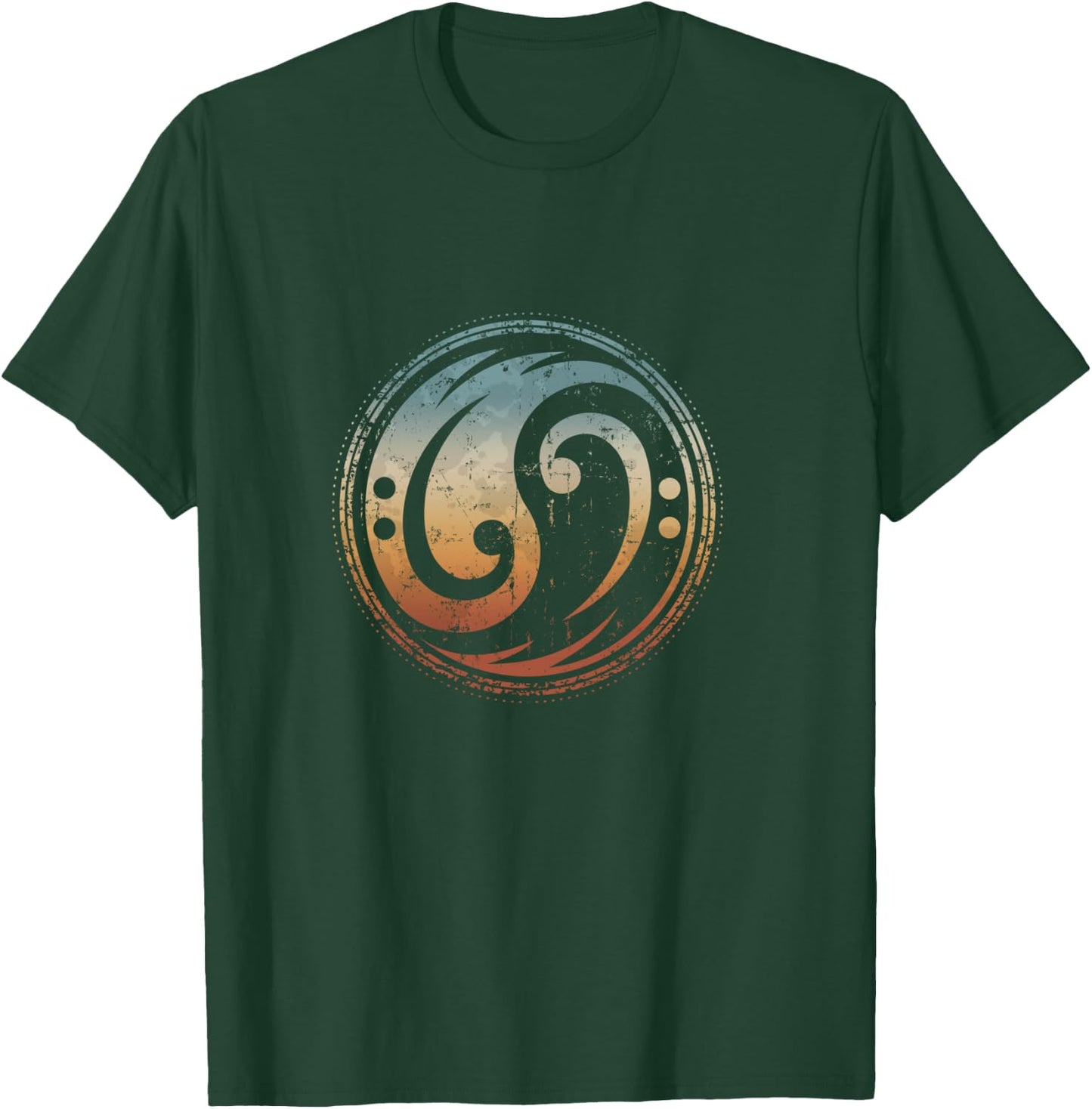 Bass Guitar Clef Yin Yang Vintage for Bassist & Bass Player T-Shirt - T-Shirt | Forest