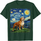 Bulldog Howling At Moon Starry Night Van Gogh Funny T-Shirt - T-Shirt | Forest