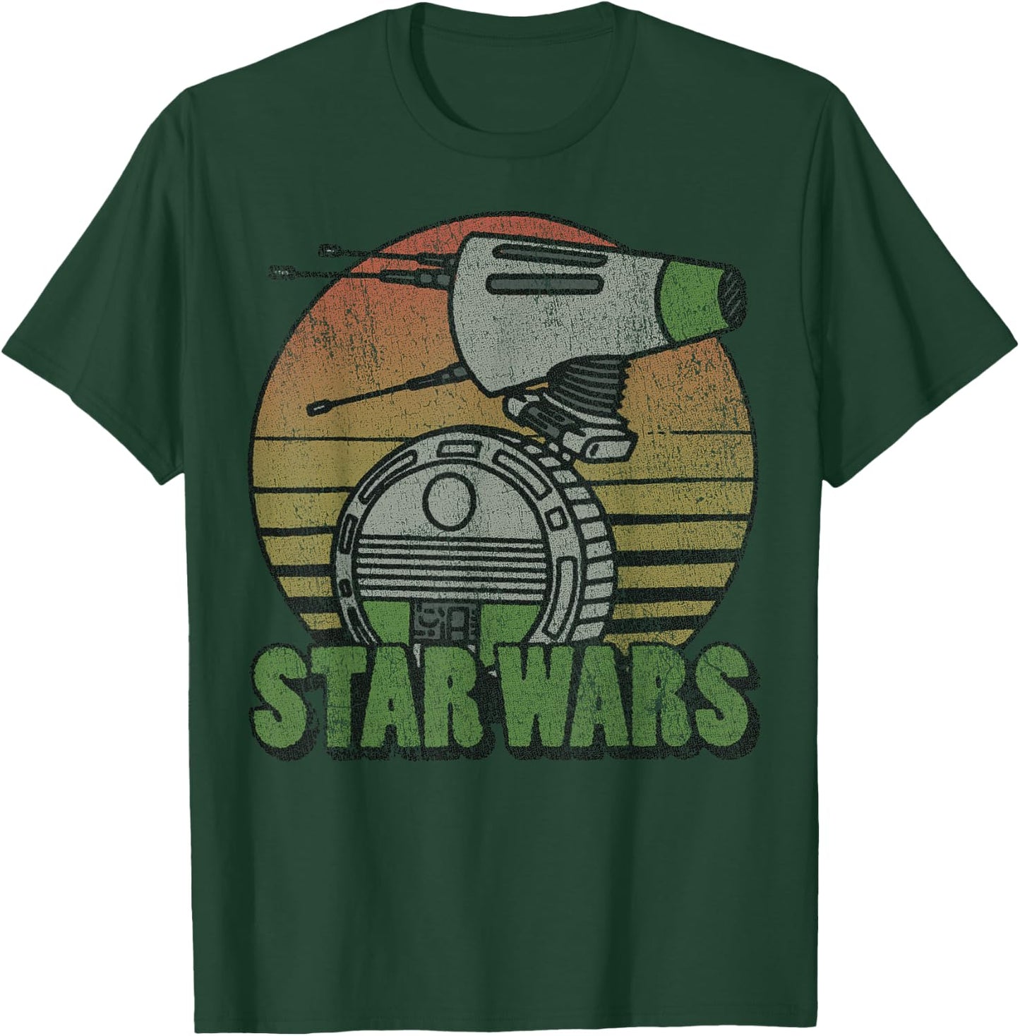 Star Wars The Rise of Skywalker D-0 Distressed Retro T-Shirt - T-Shirt | Forest
