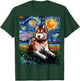 Red Siberian Husky Starry Night Alaskan Malamute Dog Artwork T-Shirt - T-Shirt | Forest