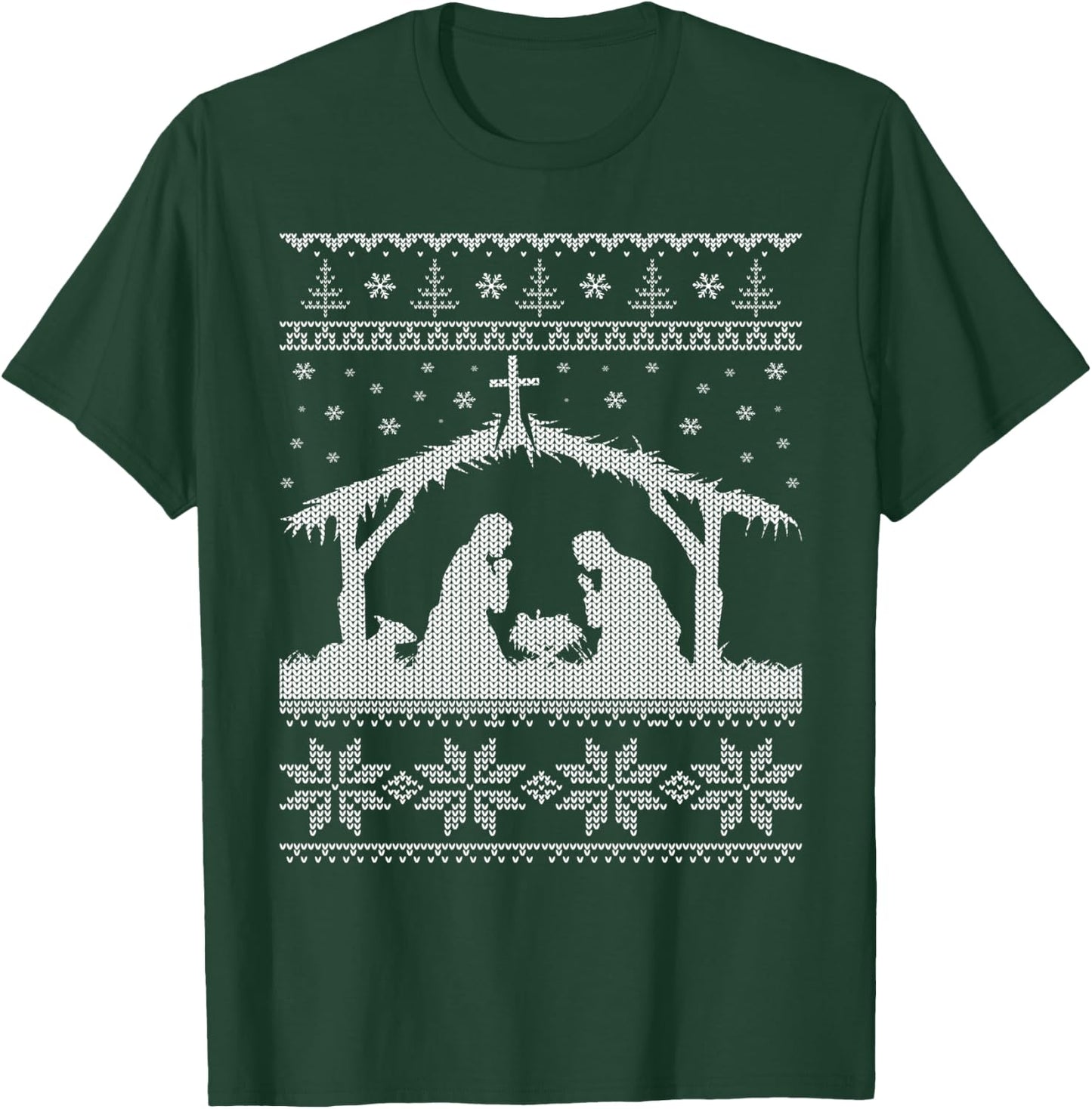 Nativity Scene Ugly Christmas Sweater Design T-Shirt - T-Shirt | Forest