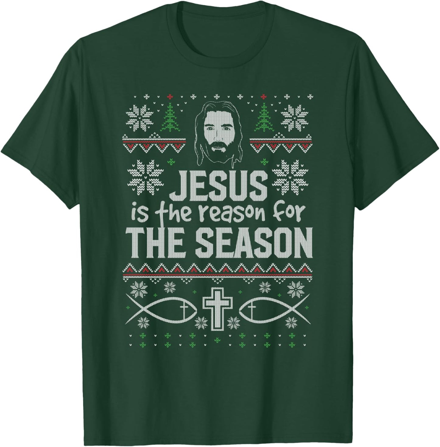 Jesus it the Reason for the Season Christian Christmas Ugly T-Shirt - T-Shirt | Forest