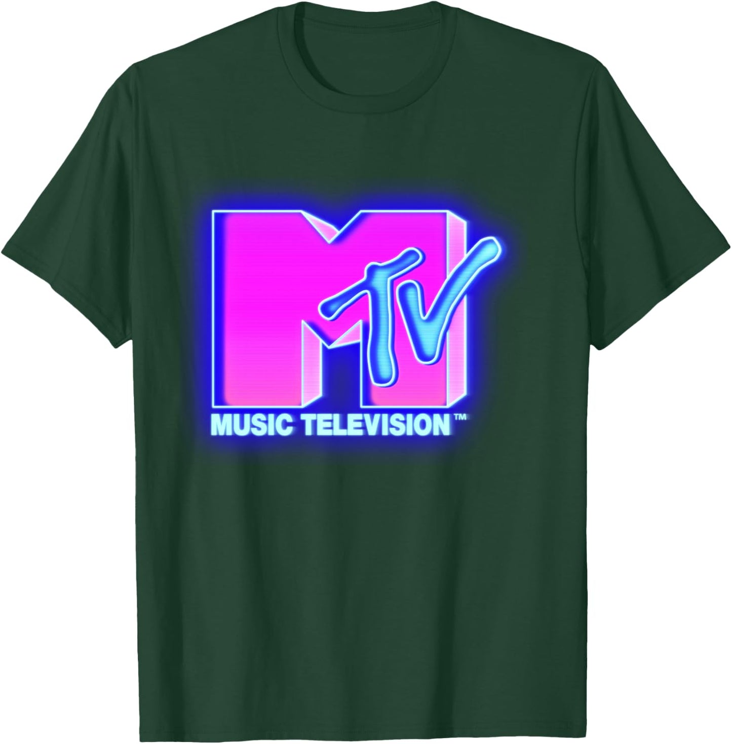 MTV Bright Neon Glow Logo Retro T-Shirt - T-Shirt | Forest