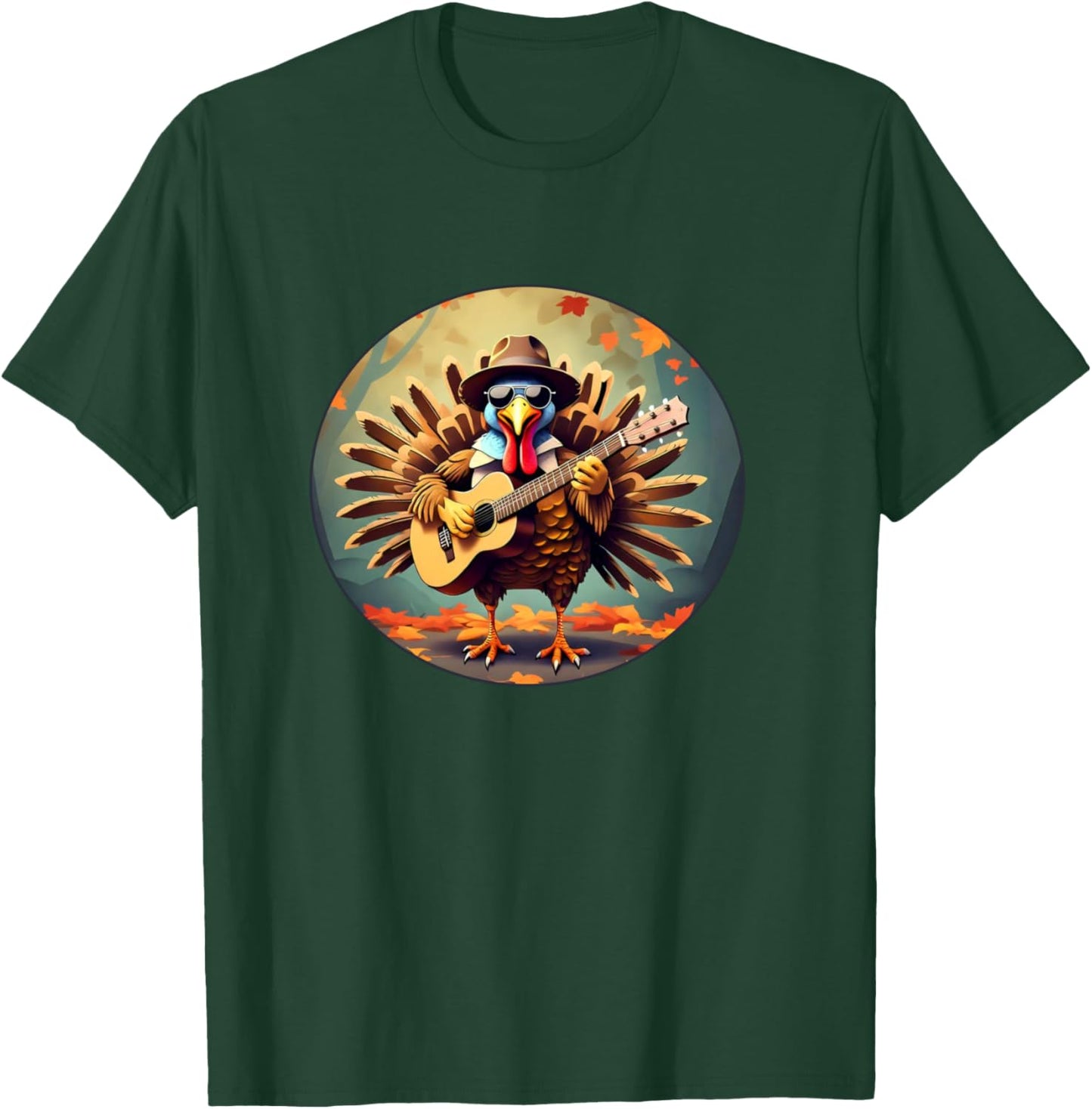 Funny Turkey Playing Guitar Thanksgiving Day Party Rockstar T-Shirt - T-Shirt | Forest