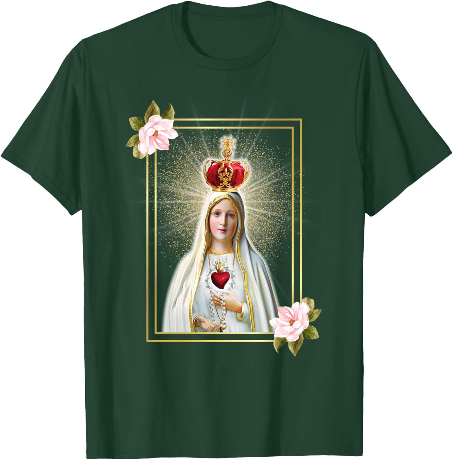 Our Lady of Fatima Immaculate Heart of Blessed Virgin Mary T-Shirt - T-Shirt | Forest
