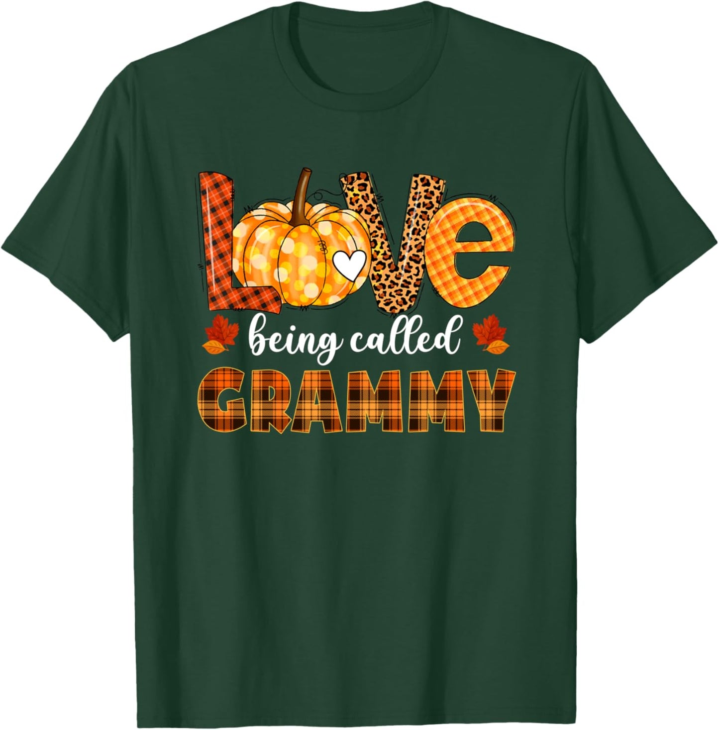 Leopard Pumpkin Love Being Called Grammy Fall Thanksgiving T-Shirt - T-Shirt | Forest