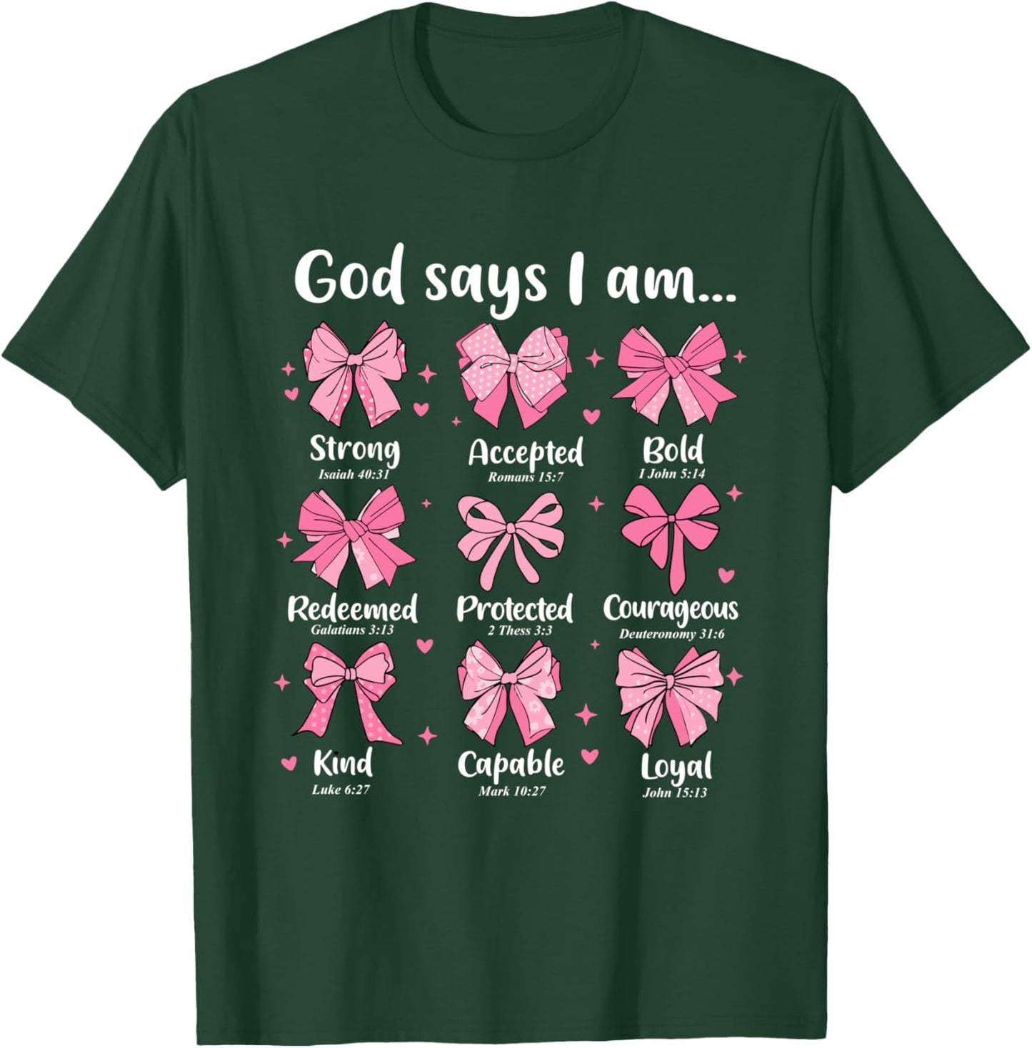 God Says I Am Coquette Bow Christian Jesus Coquette Bible T-Shirt - T-Shirt | Forest