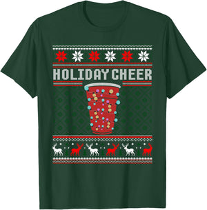 Holiday Cheer Red Solo Cup Christmas Beer Pong Ugly Sweater T-Shirt - T-Shirt | Forest