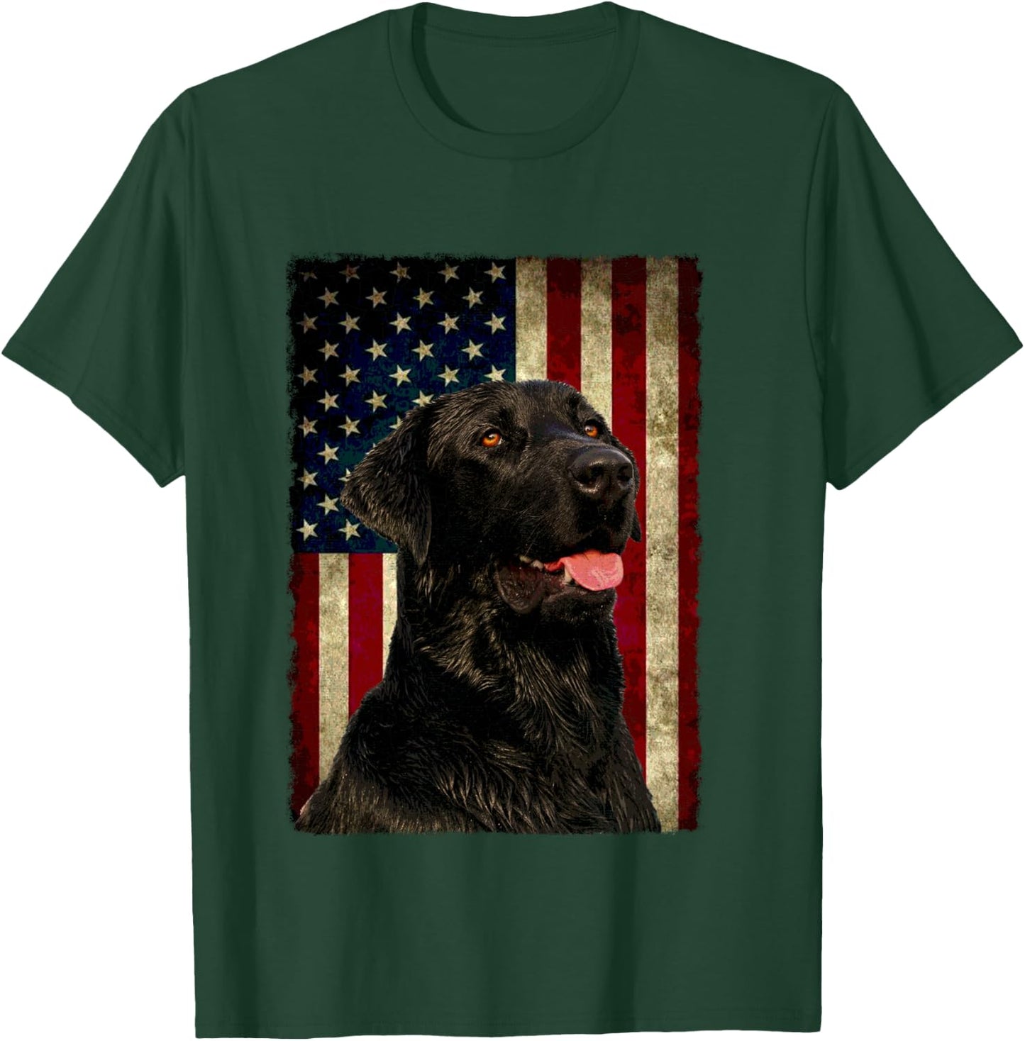 Black Labrador Lab Shirt Gift USA Flag Lab Owner T-Shirt - T-Shirt | Forest