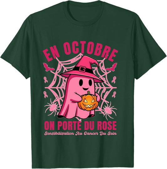 in October on Wearing Pink Ghost Gift Halloween T-Shirt - T-Shirt | Forest