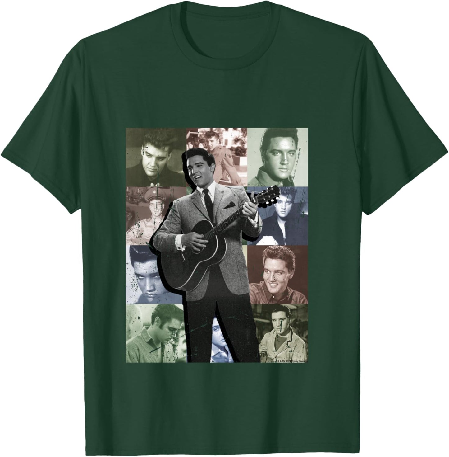 Elvisly Yours Elvis Presley Anzug im Vintage-Stil Langarmshirt T-Shirt - T-Shirt | Forest