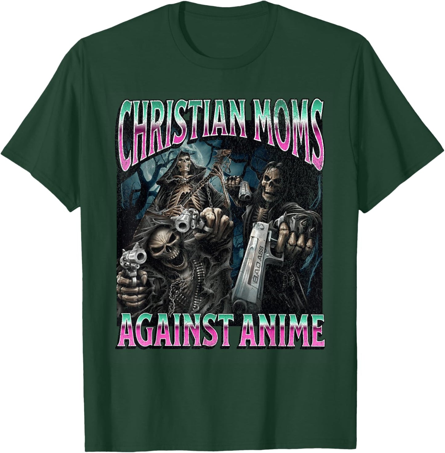 Christian Moms Against Anime Funny Hard Skeleton Meme T-Shirt - T-Shirt | Forest