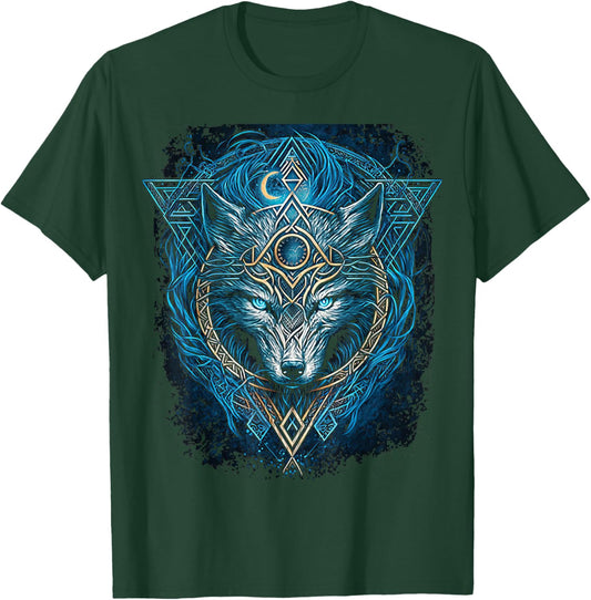 Odins Wolf Viking Norse Runes Nordmann Mythology T-Shirt - T-Shirt | Forest