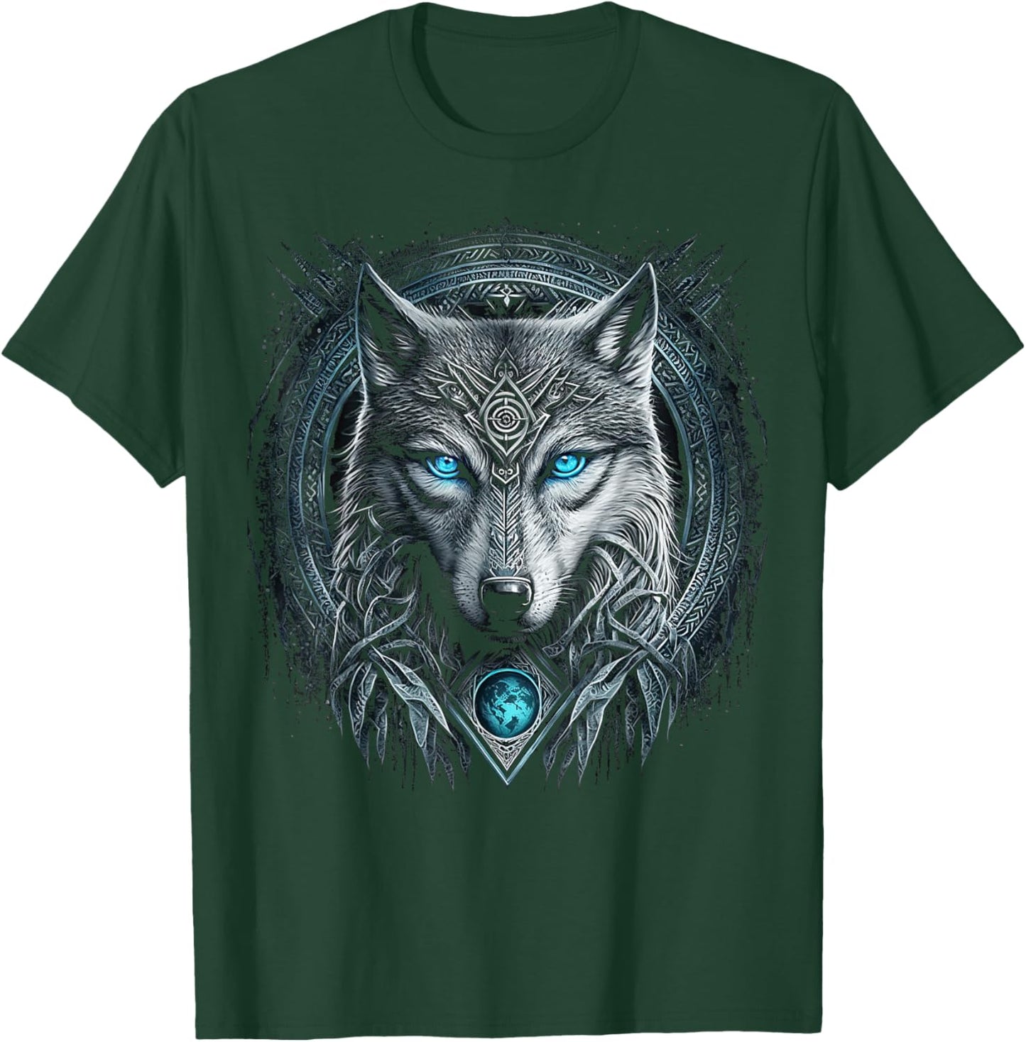 Odins Wolf Viking Norse Runes Nordmann Mythology T-Shirt - T-Shirt | Forest