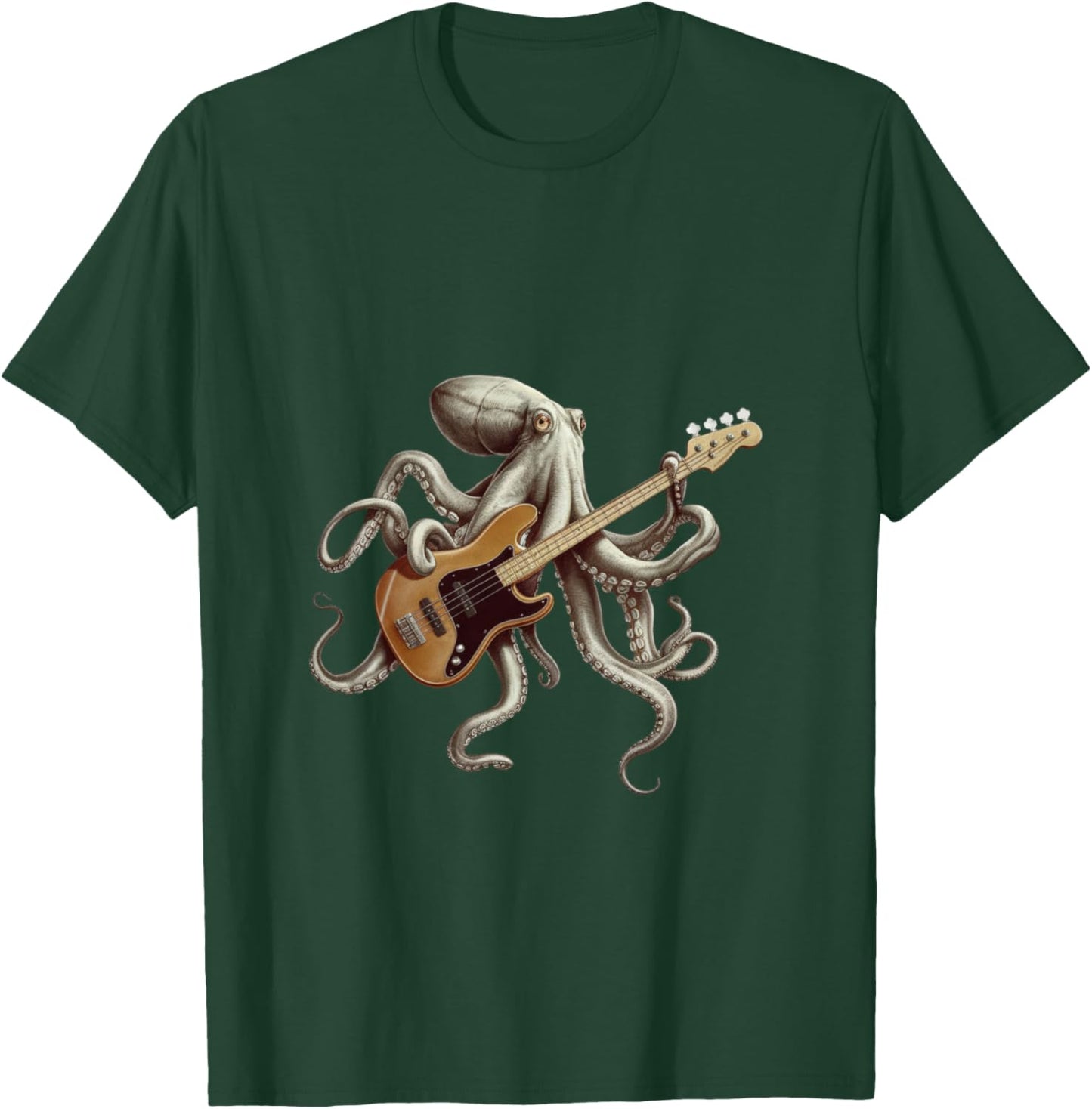 Octopus Playing Bass Guitar Bassist Octopus Rock Music T-Shirt - T-Shirt | Forest