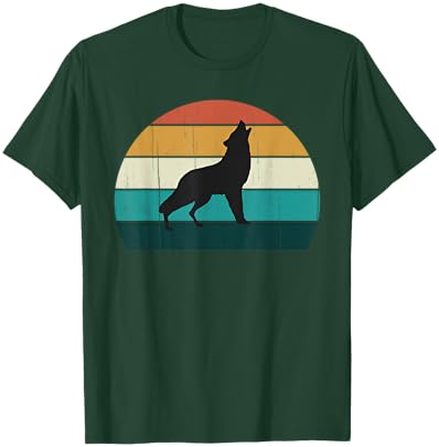 Cool Sunset Grey Wolf Howl - Retro / Vintage Wild Wolves T-Shirt - T-Shirt | Forest